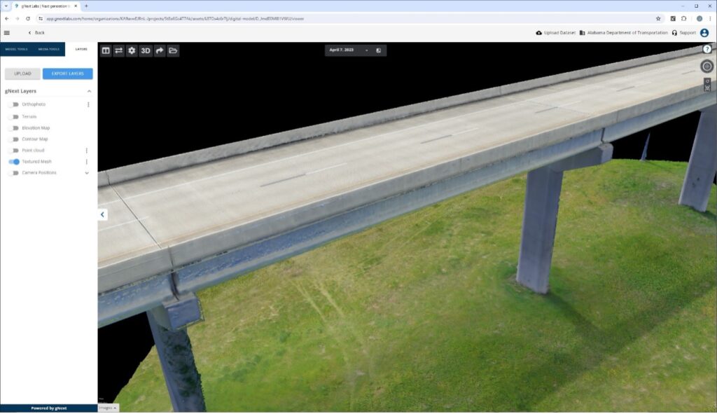 3D model of the MOL bridge. Data captured by ALDOT.