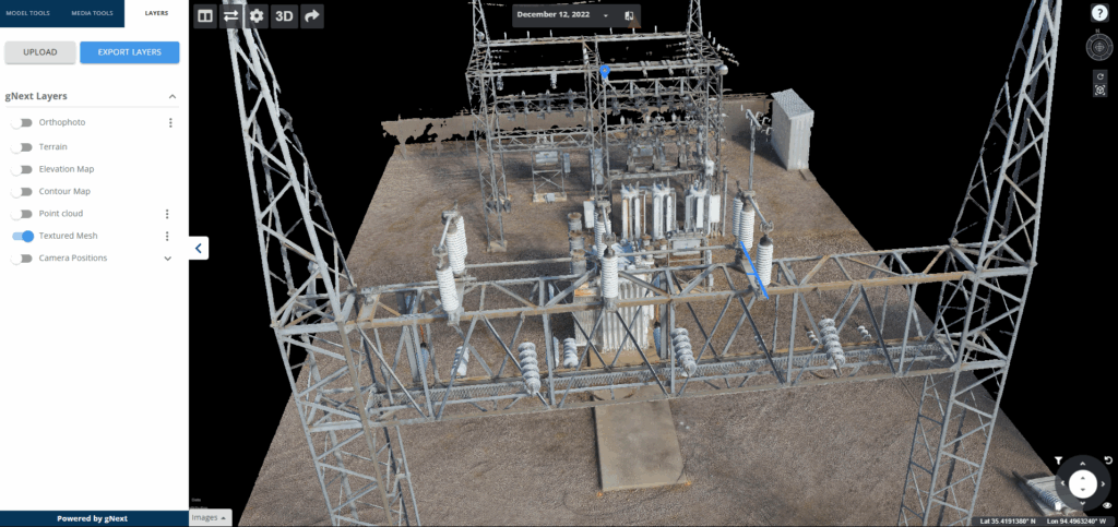 gNext platform screenshot of a power substation